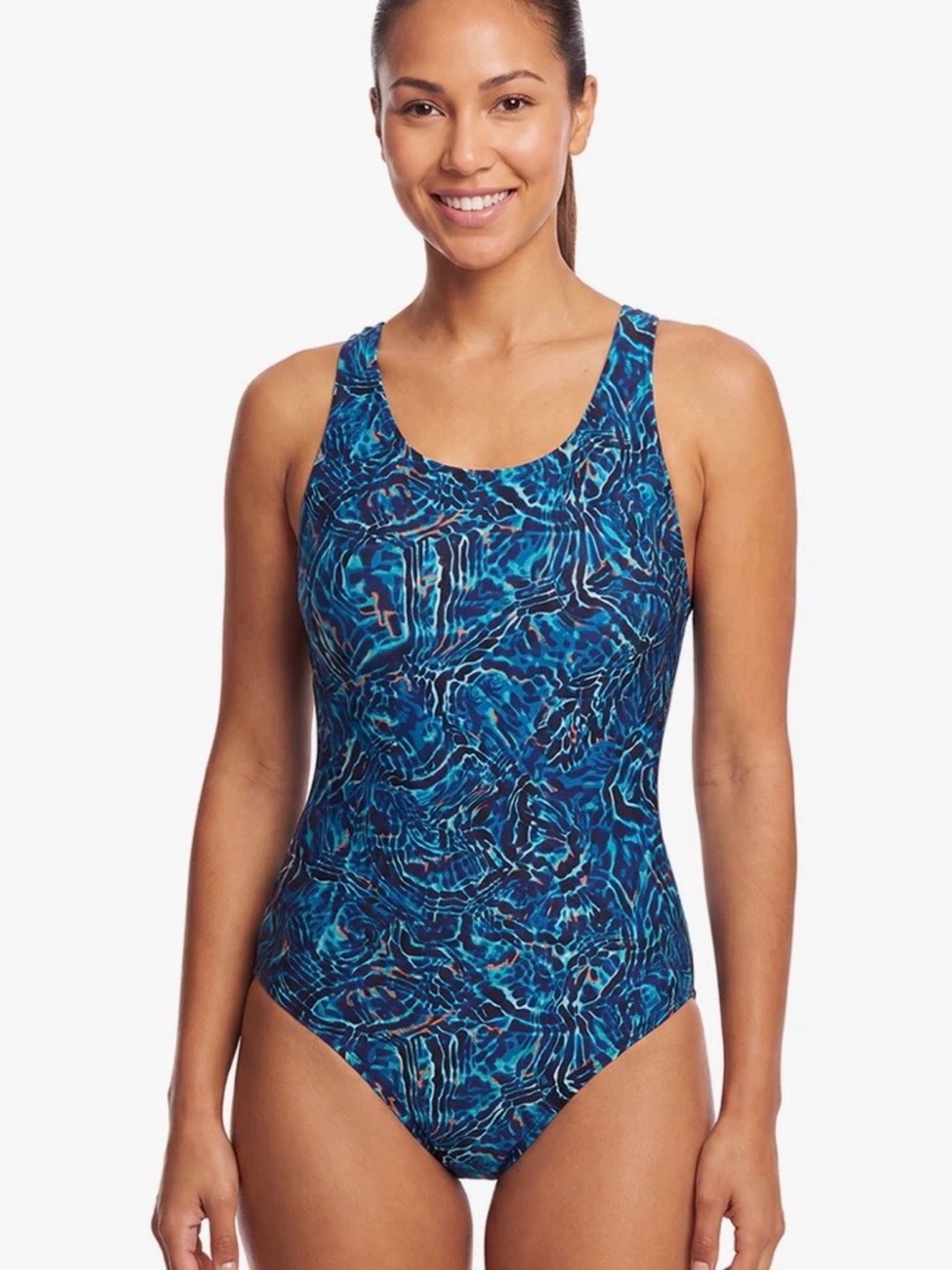 NWT TYR Women’s One-Piece Swimsuit in Blue Wave Print